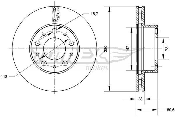 TOMEX brakes Disco de travão TX 70-95 TX 70-95 Discos de travão TOMEX brakes CITROЁN BERLINGO