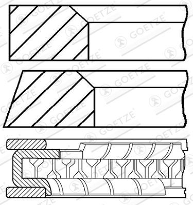 GOETZE ENGINE Σετ δακτυλίων εμβόλου 08-306807-00 GOETZE ENGINE 08-306807-00 Ελατηρια εμβολου Saab 9-5 YS3G τιμες