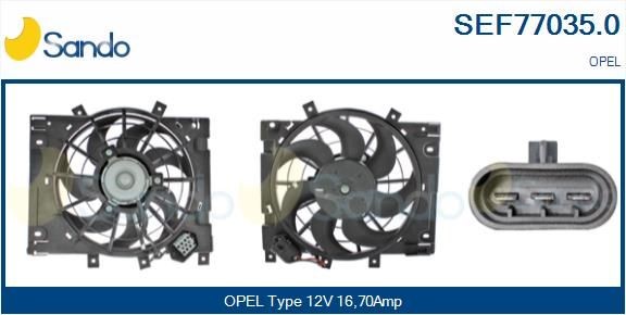 SANDO Elmotor, kylarfläkt SEF77035.0 Opel Vivaro Skåpbil Elmotor, kylarfläkt SANDO SEF77035.0
