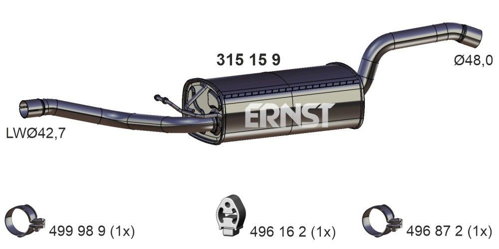 ERNST Μεσαίο σιλανσιέ 315159 Μεσαίο σιλανσιέ ERNST Toyota PROACE 315159