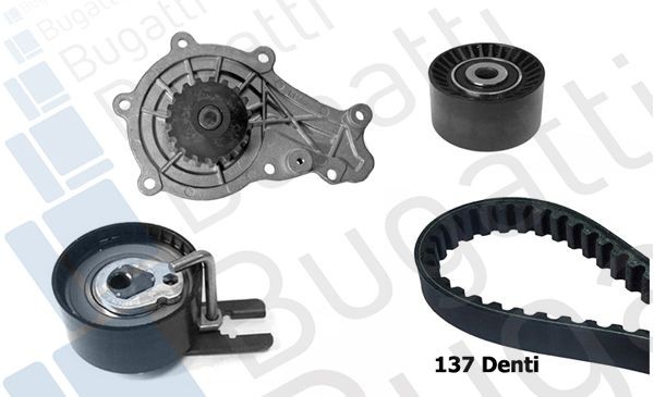 BUGATTI Wasserpumpe + Zahnriemensatz KBU10052A Zahnriemensatz mit Wasserpumpe BUGATTI Nissan INTERSTAR KBU10052A