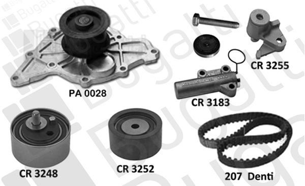 BUGATTI Veepump + hammasrihmakomplekt KBU5115D Veepump + hammasrihma komplekt BUGATTI Volkswagen TOURAN KBU5115D