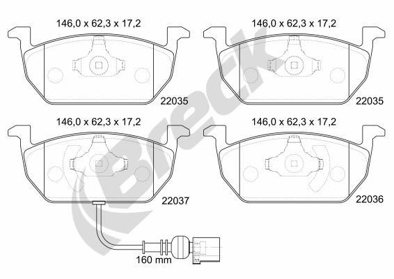 BRECK Plaquettes de frein 22035 00 701 00 BRECK Plaquettes de frein SKODA 22035 00 701 00