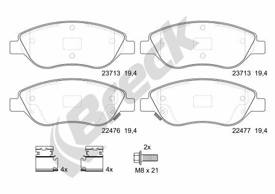 BRECK Piduriklotsid 22476 00 701 00 22476 00 701 00 Piduriklotsid BRECK SUZUKI GRAND VITARA
