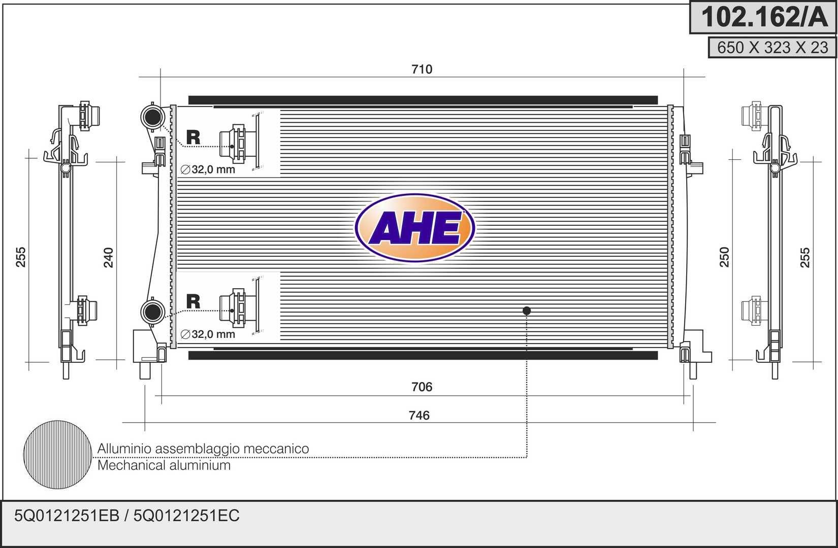 AHE Radiators, Motora dzesēšanas sistēma 102.162/A 102.162/A Ūdens radiatori Volkswagen PASSAT AHE