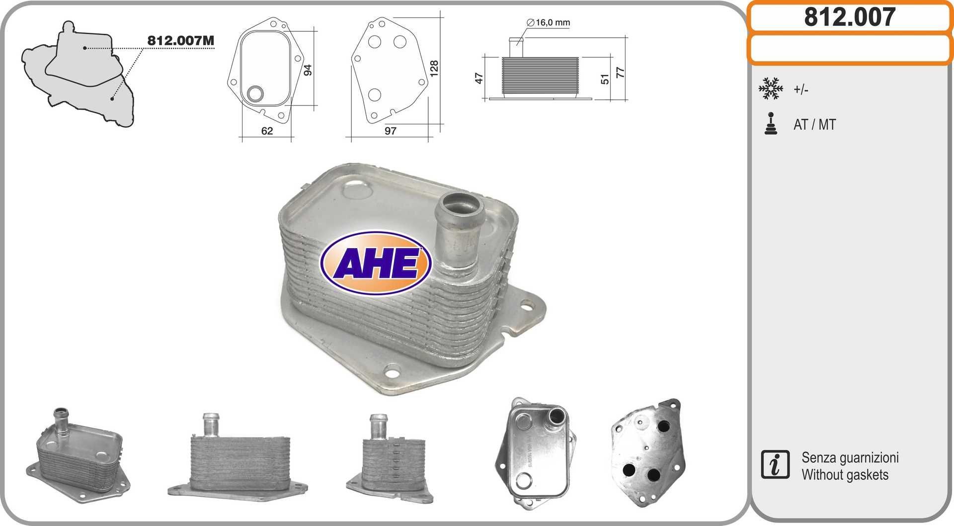 AHE Chladič motorového oleja 812.007 812.007 Olejový chladič KIA CEE'D AHE