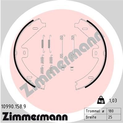 ZIMMERMANN Jogo de maxilas de travão, travão de estacionamento 10990.158.9 ZIMMERMANN Travão de estacionamento 10990.158.9 avaliação
