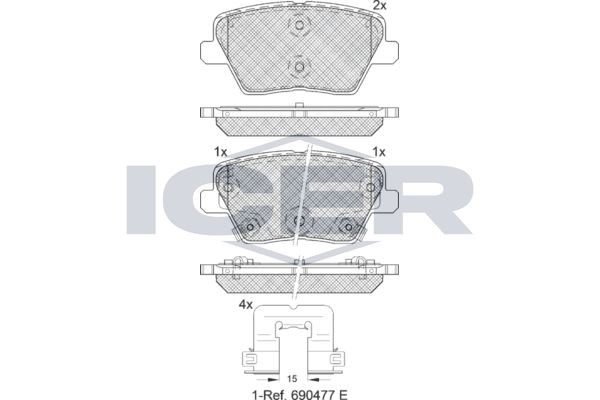 ICER Brake pad set 182318 Kia SEDONA ICER brake pads 182318