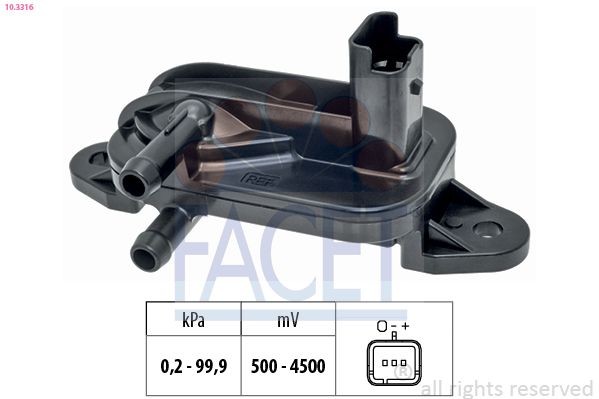 FACET Devējs, Izplūdes gāzu spiediens 10.3316 10.3316 Devējs izplūdes gāzu spiediens VOLVO V60 FACET