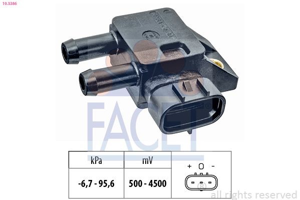 FACET Uitlaatgasdruk sensor 10.3386 Hyundai KONA Roetfiltersensor FACET 10.3386