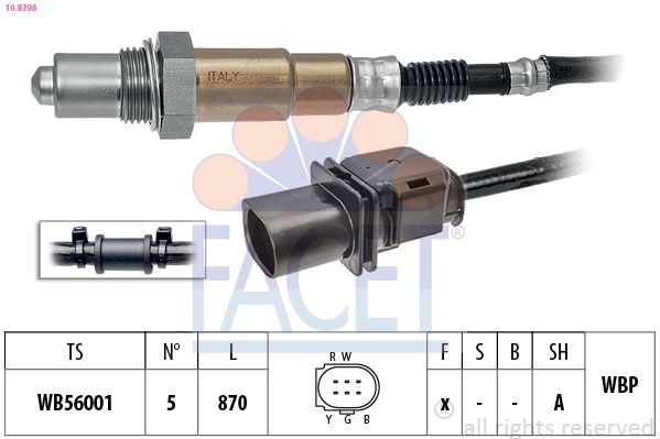 FACET Lambdasonde 10.8398 Porsche BOXSTER Lambdasonde sensor FACET 10.8398