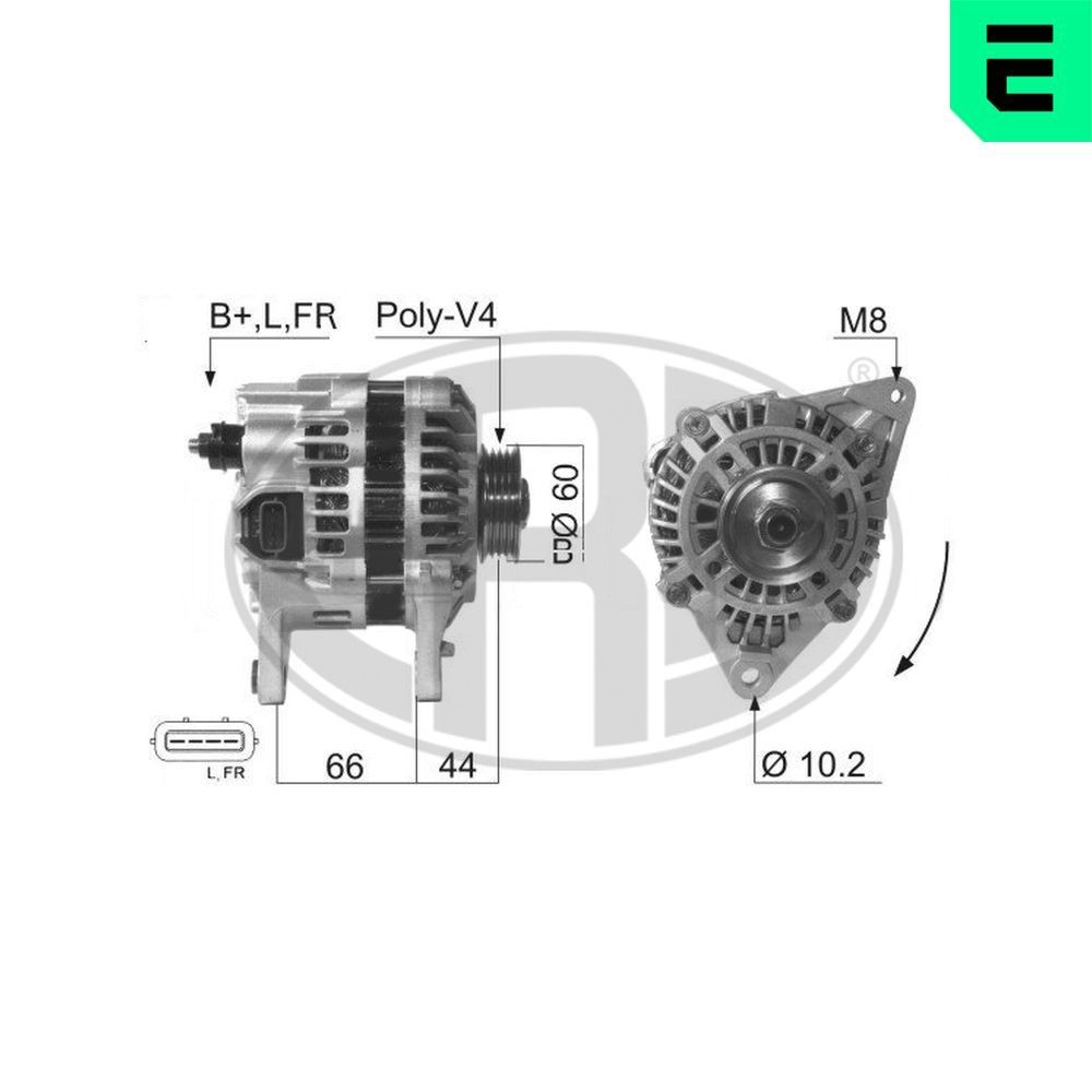 Alternator ERA 210624A ERA 210624A 2012 MITSUBISHI PAJERO / SHOGUN PININ alternator replacement