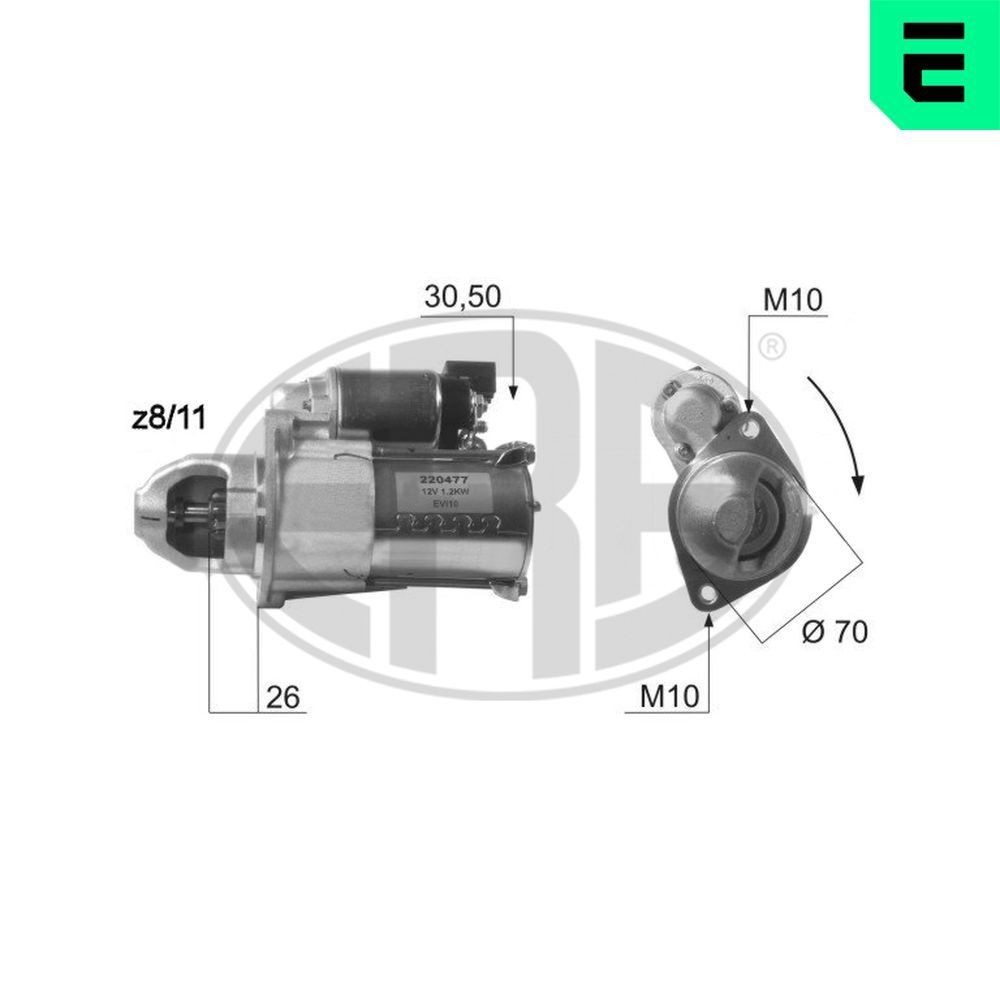 ERA Käynnistysmoottori 220477A ERA 220477A Hyundai Genesis BK1 starttimoottori vaihto hinta