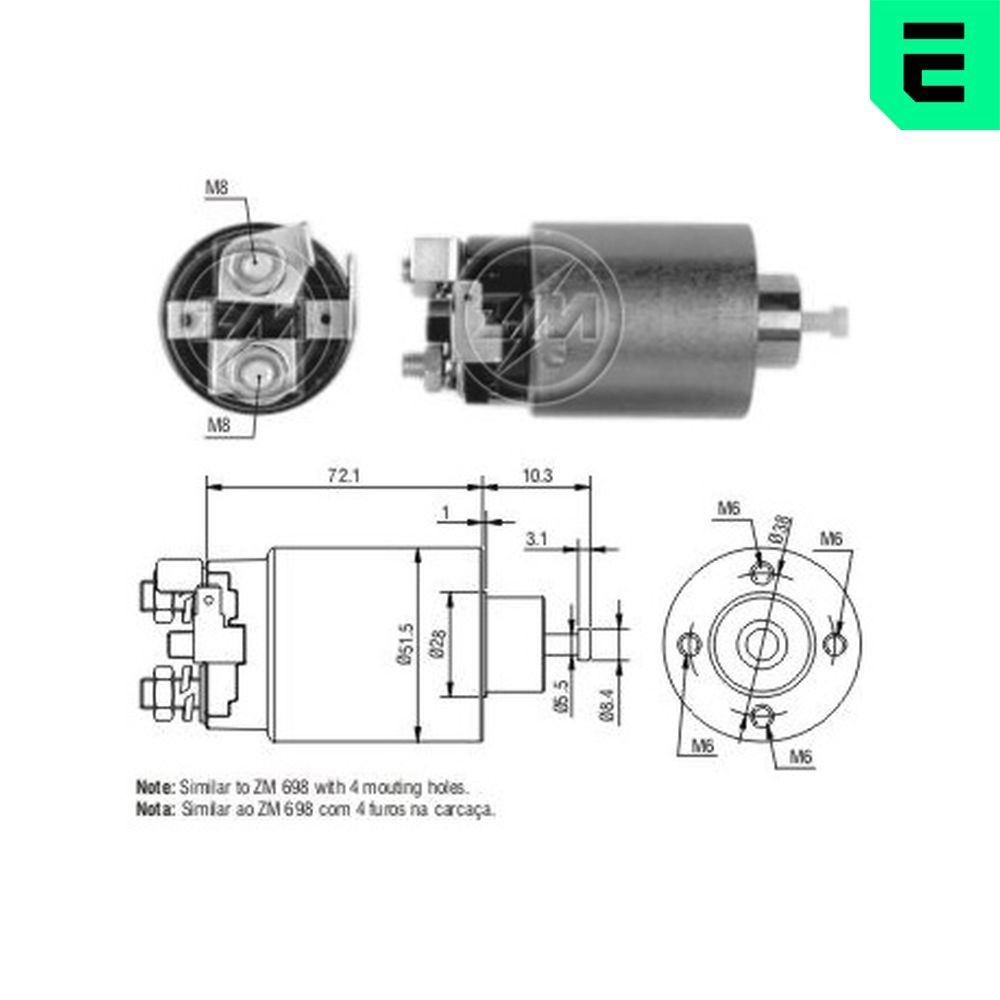 ERA Magnetschalter, Anlasser ZM4698 ZM4698 Magnetschalter Anlasser ERA MAZDA 2