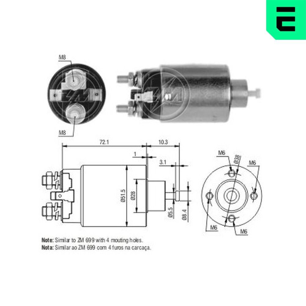 ERA Ievilcējrelejs, Starteris ZM4699 ERA ZM4699 Startera ievilcējrelejs Hyundai Santa Fe CM cena