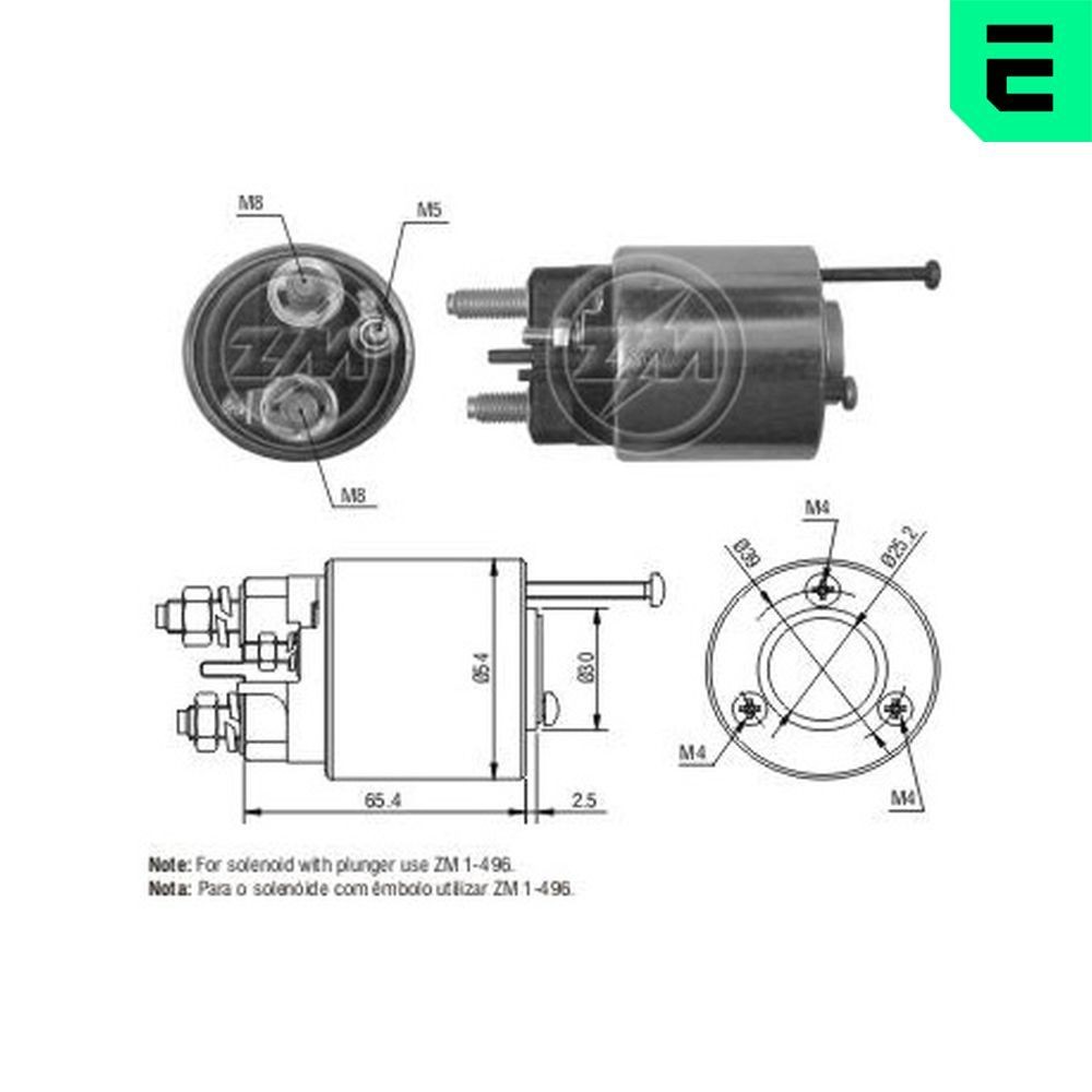 ERA Magneettikytkin, käynnistin ZM496 Citroën C5 Sedan startin solenoidi ERA ZM496