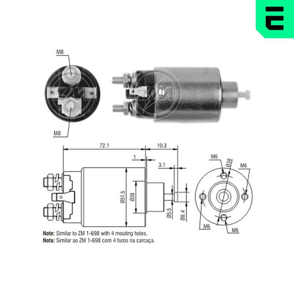 ERA Elettromagnete motorino avviamento ZM5698 ERA ZM5698 Solenoide motorino avviamento Hyundai Accent LC prezzo