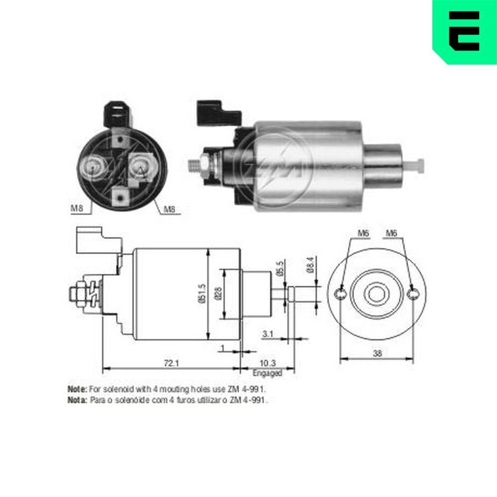 ERA Innslag, starter ZM991 ERA ZM991 Starter solenoid Grand Voyager IV (RG, RS) originale pris