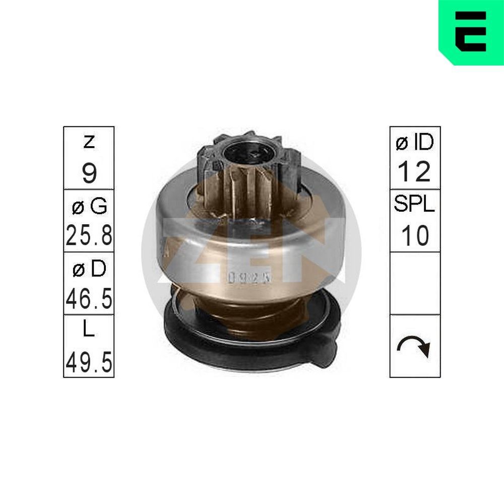 ERA Engrenagem de roda livre, motor de arranque ZN0925 ZN0925 Engrenagem de roda livre, motor de arranque FIAT FIORINO ERA