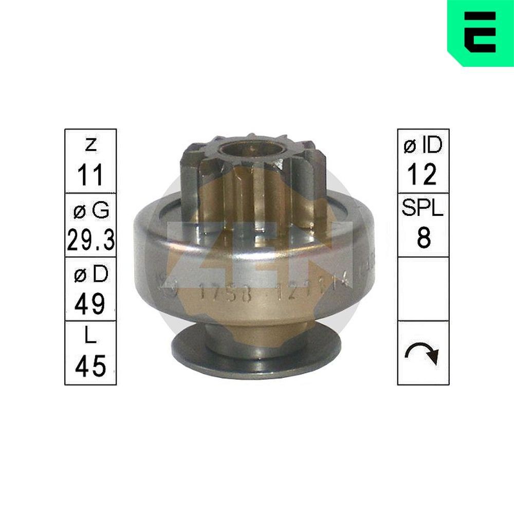 ERA Freewheel Gear, starter ZN1758 CITROЁN C3 ERA freewheel gear, starter ZN1758