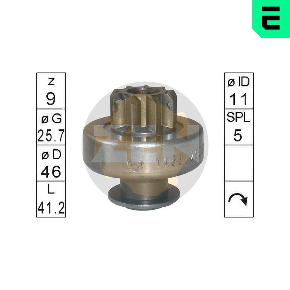 ERA Frihjulsväxel, startmotor ZN1763 CITROЁN frihjulsväxel, startmotor ERA ZN1763