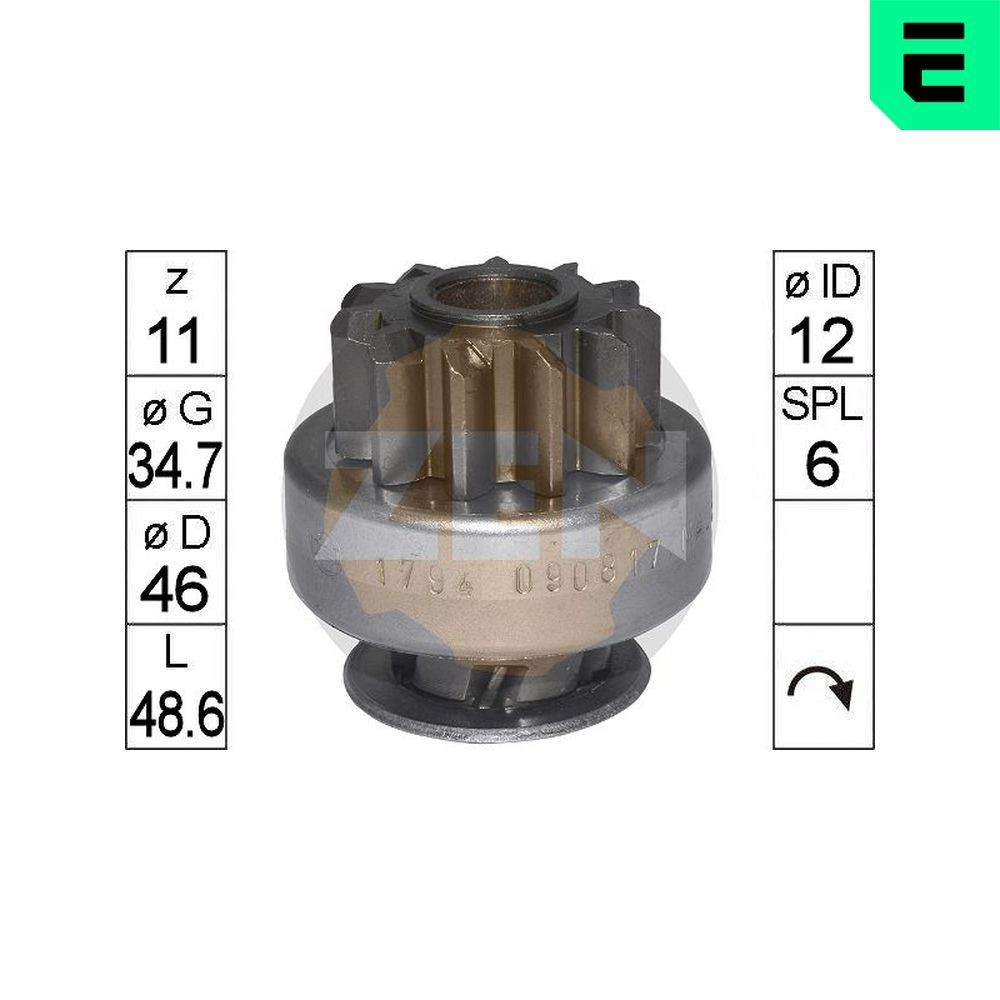 ERA Vrijwielaandrijving, starter ZN1794 Hyundai H-1 Kasten Vrijwielaandrijving, starter ERA ZN1794