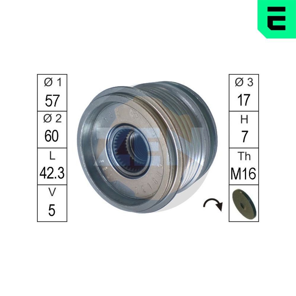 ERA Roda livre do alternador ZN5508 ERA ZN5508 Roda livre do alternador OPEL Vectra B Sedan (J96) i 500 2.5 (F19) 194 cv 1998
