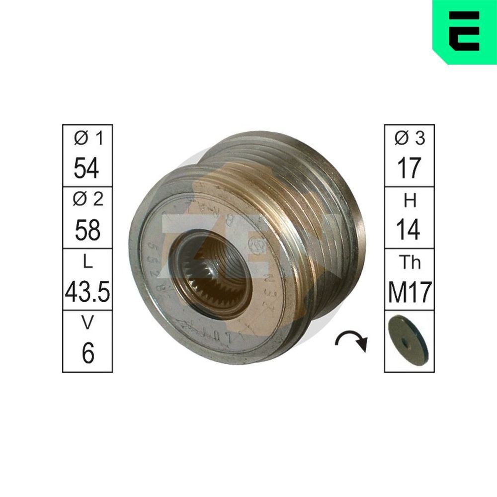 ERA Voľnobeżka alternátora ZN5528 ZN5528 Voľnobeżka alternátora FIAT PUNTO ERA