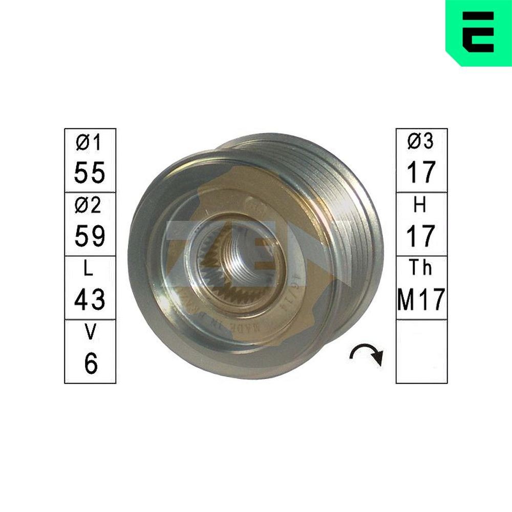 ERA Poulie roue libre, alternateur ZN5585 ZN5585 Poulie d'alternateur ERA RENAULT DUSTER