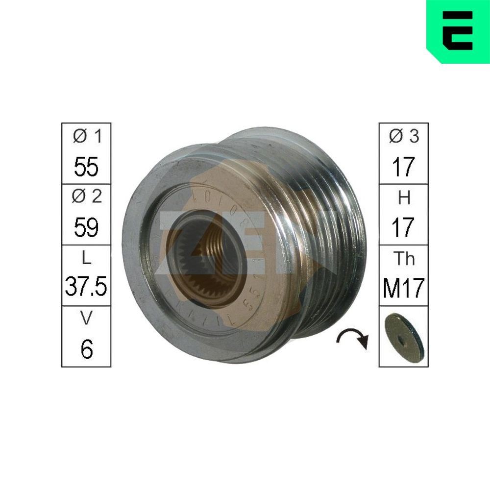 Dispositivo ruota libera alternatore ERA ZN5612 5511 ERA ZN5612 Puleggia ruota libera Nissan MICRA 2011