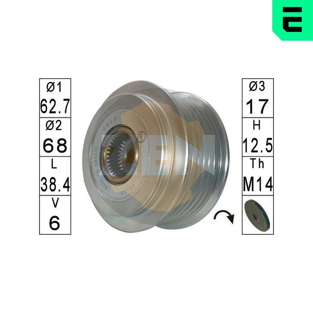 ERA Voľnobeżka alternátora ZN5613 Jednotlivé diely ERA Kia CEE'D ZN5613