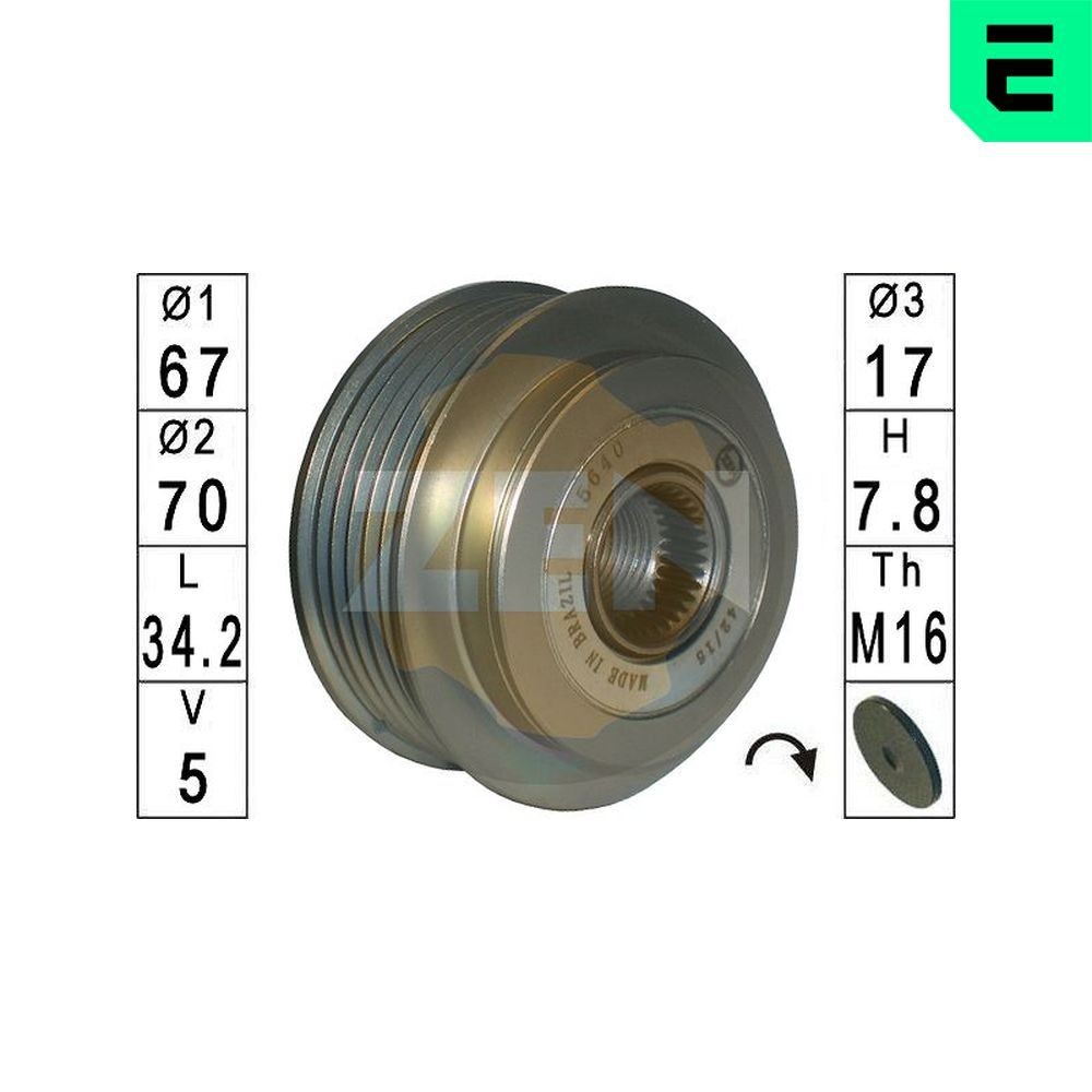 ERA Dynamopoelie ZN5640 Kia SPORTAGE Vrijloop poelie dynamo ERA ZN5640