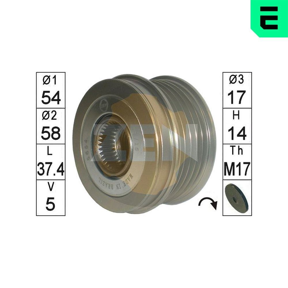 ERA Poulie roue libre, alternateur ZN5654 Poulie roue libre alternateur ERA PANDA ZN5654 pas cher