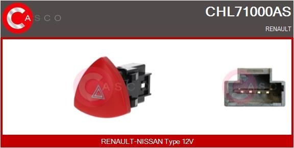 CASCO Interrupteur de signal de détresse CHL71000AS Interrupteur warning CASCO SEAT CHL71000AS