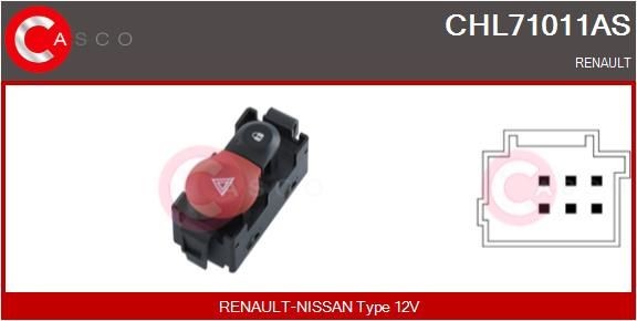 CASCO Interruptor piscas de emergência CHL71011AS Interruptor piscas de emergência CASCO Opel MOVANO CHL71011AS