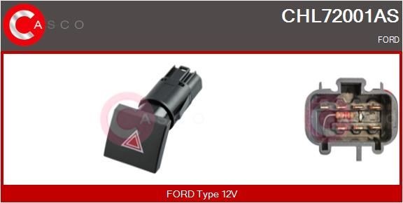 CASCO Vypínač výstrażných smeroviek CHL72001AS CASCO CHL72001AS Vypínač výstrażných smeroviek Ford Transit mk5 Van cena