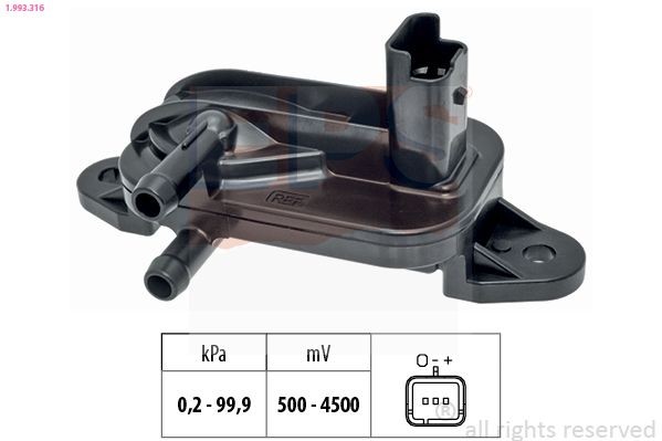 EPS Sensori, pakokaasupaine 1.993.316 1.993.316 EPS Dpf paine-eroanturi CITROЁN BERLINGO