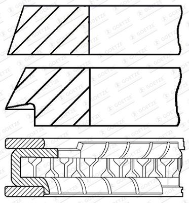 Kolvringsats GOETZE ENGINE 08-102400-00 GOETZE ENGINE 08-102400-00: Fascia pistone Volvo S60 2018