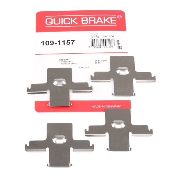 QUICK BRAKE Kit accessori, pastiglia freno 109-1157 109-1157 costo Kit accessori, pastiglia freno NISSAN CABSTAR QUICK BRAKE