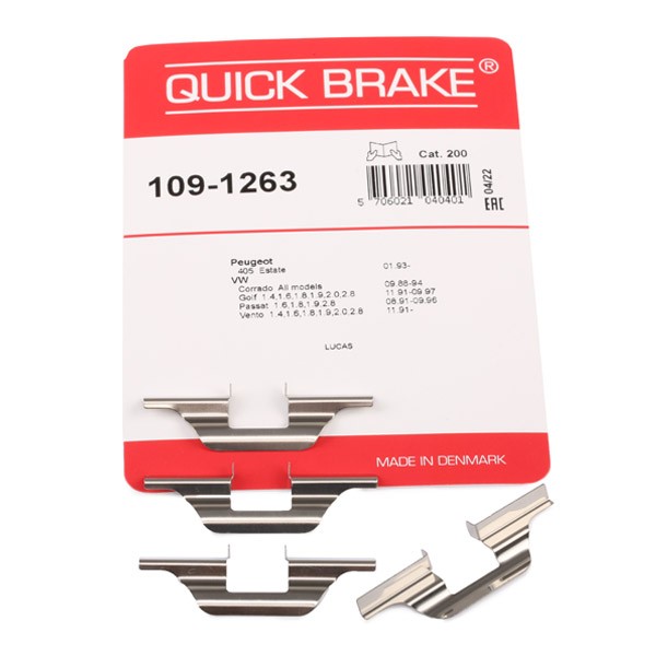 QUICK BRAKE Kit accessori, pastiglia freno 109-1263 QUICK BRAKE 109-1263 costo Kit accessori, pastiglia freno Skoda Felicia 6U1 originale