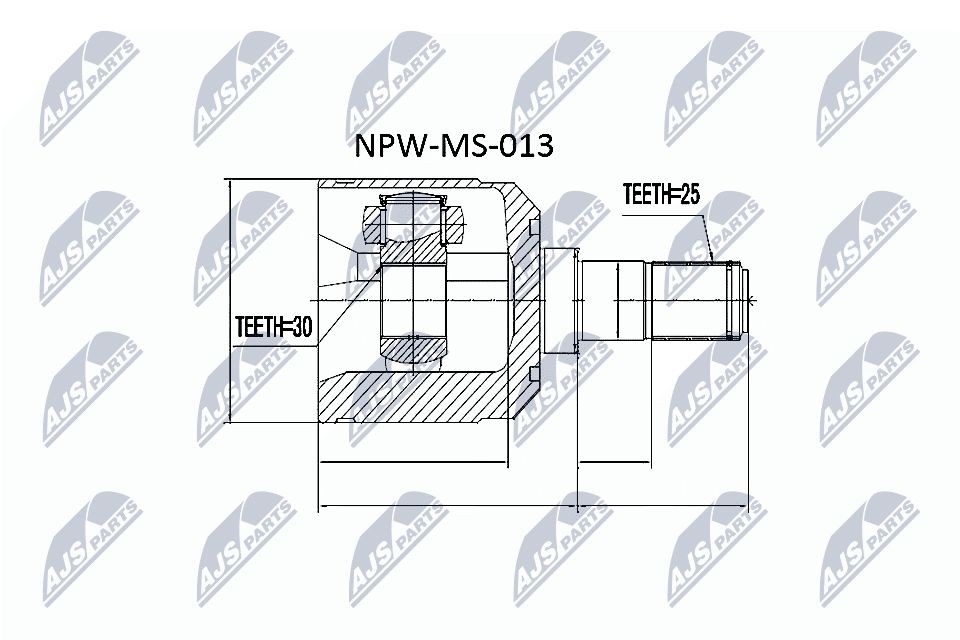 NTY Homokineet reparatie set, aandrijfas NPW-MS-013 NTY NPW-MS-013 Homokineet reparatie set aandrijfas Mitsubishi Space Star prijs