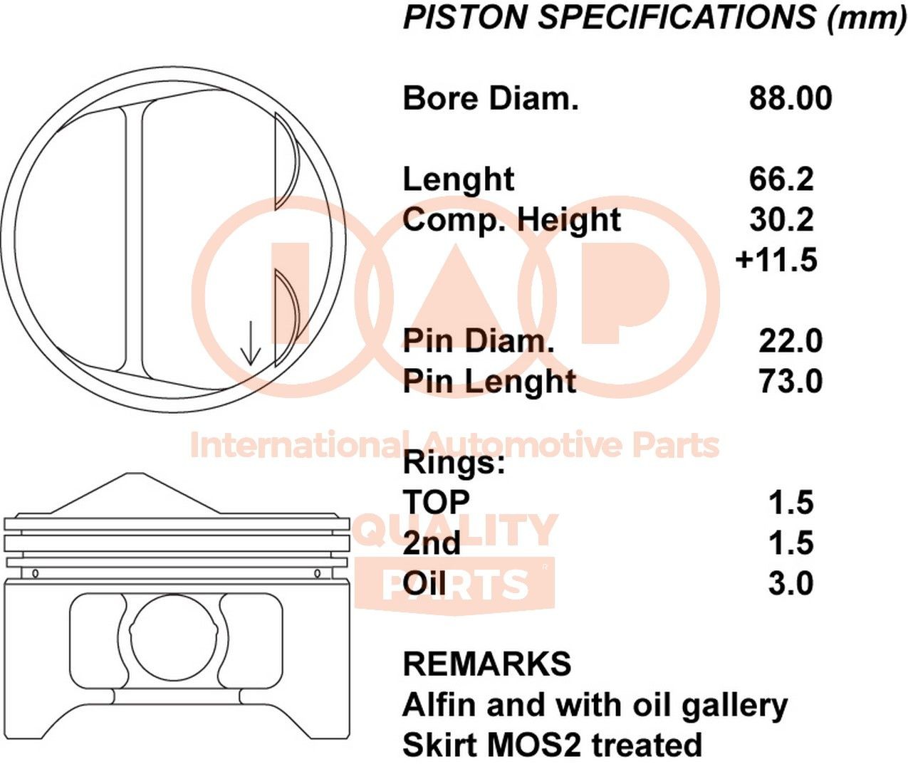 IAP QUALITY PARTS Zuiger 100-02011 100-02011 IAP QUALITY PARTS Motorzuiger Chrysler LR prijs