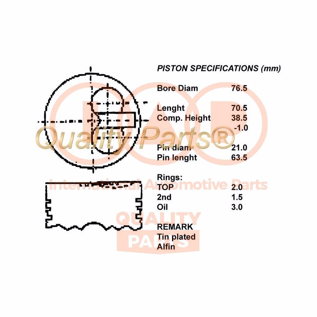 IAP QUALITY PARTS Stempel 100-03081 IAP QUALITY PARTS 100-03081 originale Motor stempel Daihatsu Materia hva koster
