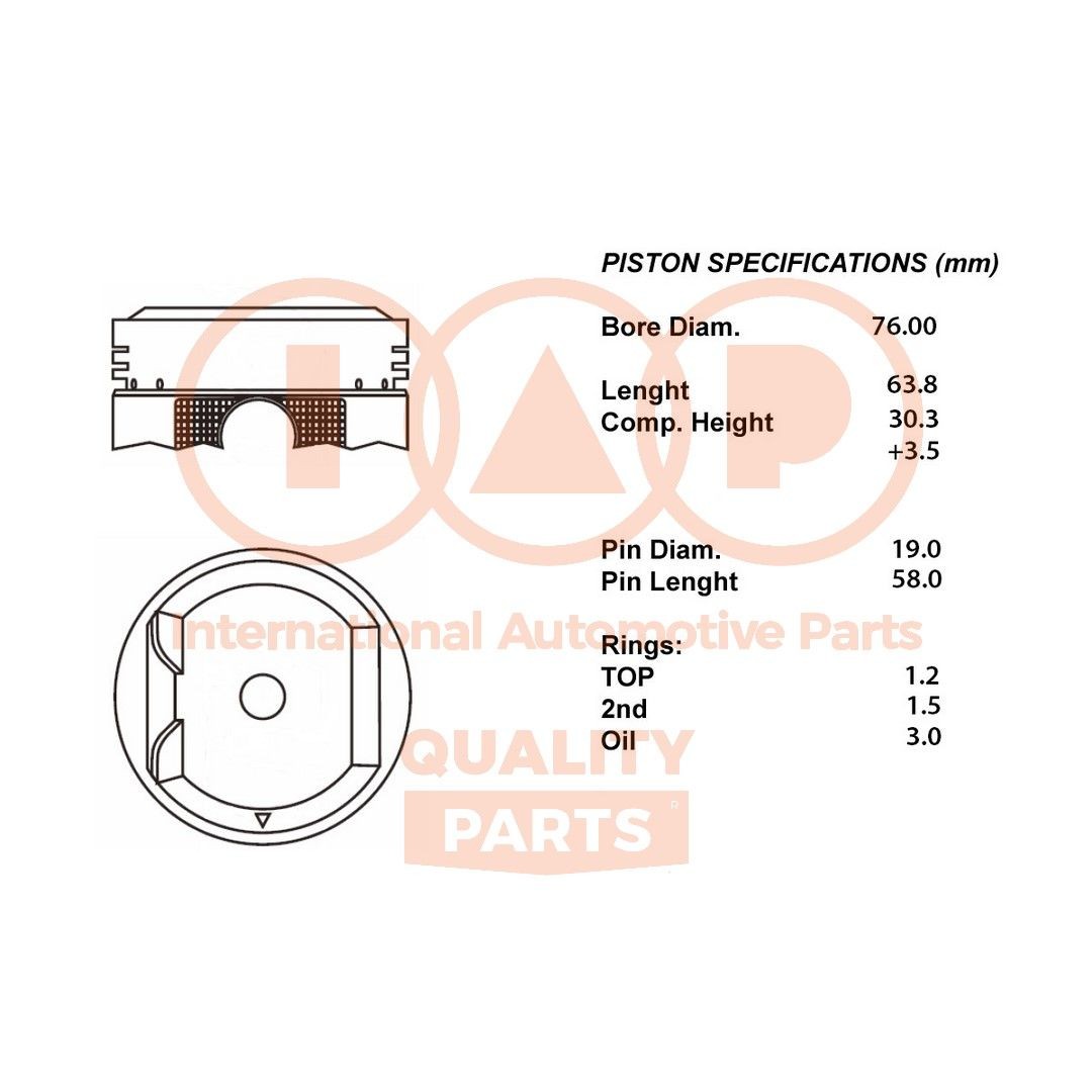 IAP QUALITY PARTS Pistone motore 100-03097 IAP QUALITY PARTS 100-03097 Pistone motore