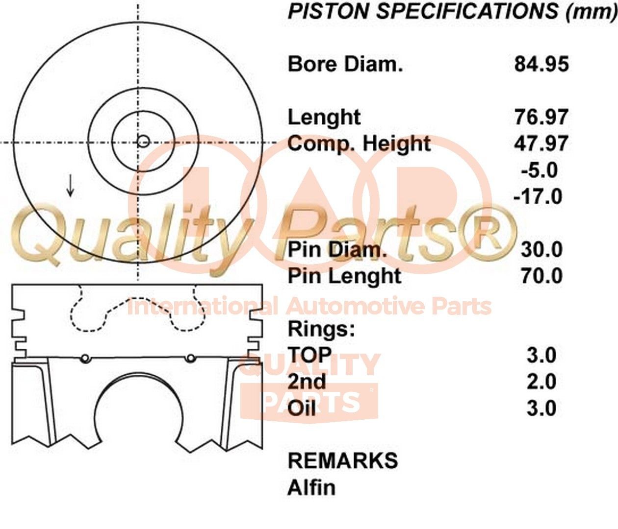 Pistone motore IAP QUALITY PARTS 100-06065 IAP QUALITY PARTS 100-06065 Pistone motore Honda CIVIC 2013