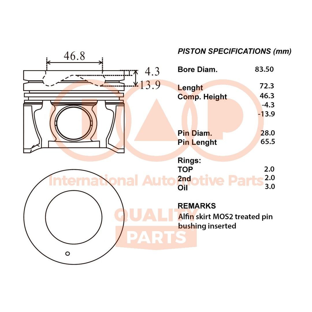 IAP QUALITY PARTS Πιστόνι 100-07086 IAP QUALITY PARTS 100-07086 Πιστόνι