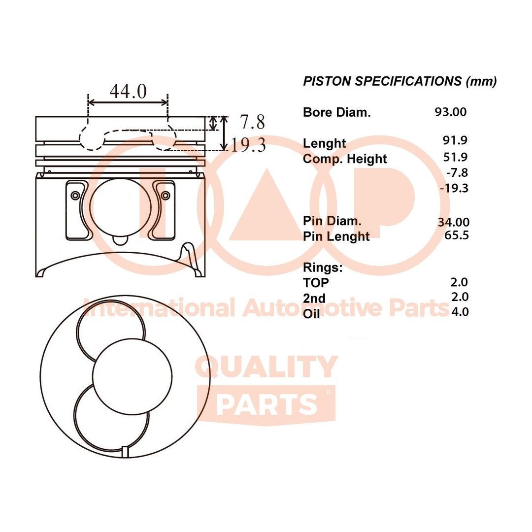 Piston IAP QUALITY PARTS 100-09016 IAP QUALITY PARTS 100-09016: Piston Isuzu TROOPER 2002