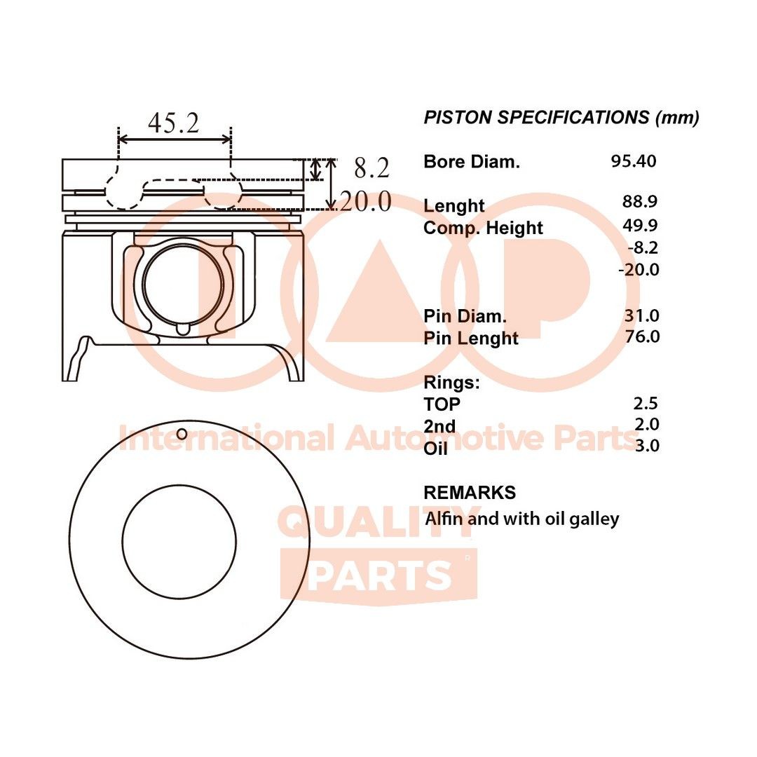IAP QUALITY PARTS Kolv 100-09020 100-09020 Kolv IAP QUALITY PARTS VW PASSAT