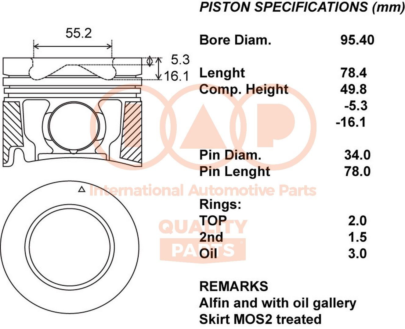 Êmbolo IAP QUALITY PARTS 100-09090 IAP QUALITY PARTS 100-09090 Pistão ISUZU D-MAX 2007