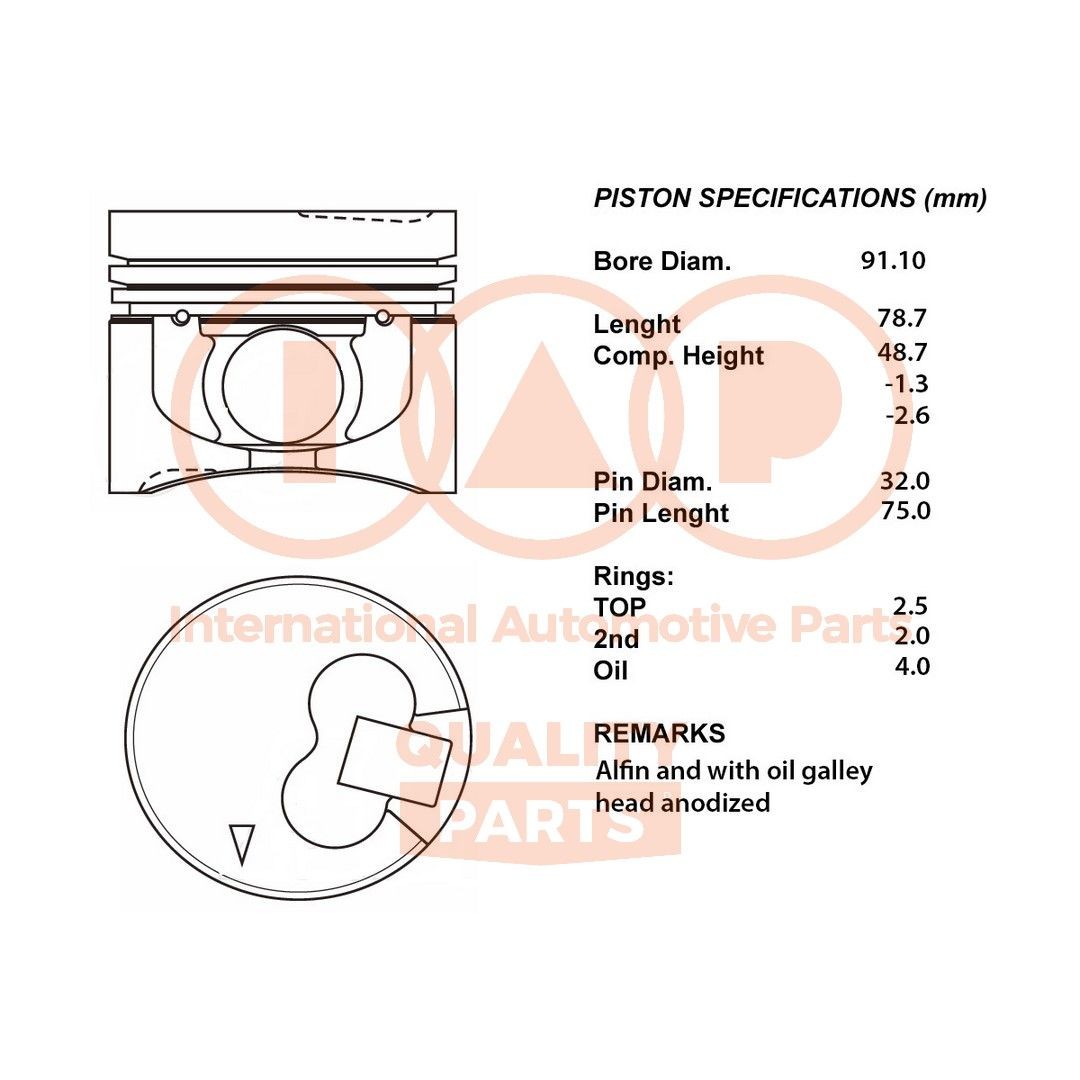 Zuiger IAP QUALITY PARTS 100-12030 IAP QUALITY PARTS 100-12030 Motorzuiger MITSUBISHI PAJERO SPORT 2022